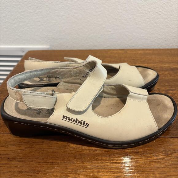 Mephisto Mobils Sandals Womens 10.5 Size 41 EU Leather Wedge Comfort Hook & Loop - Picture 1 of 11